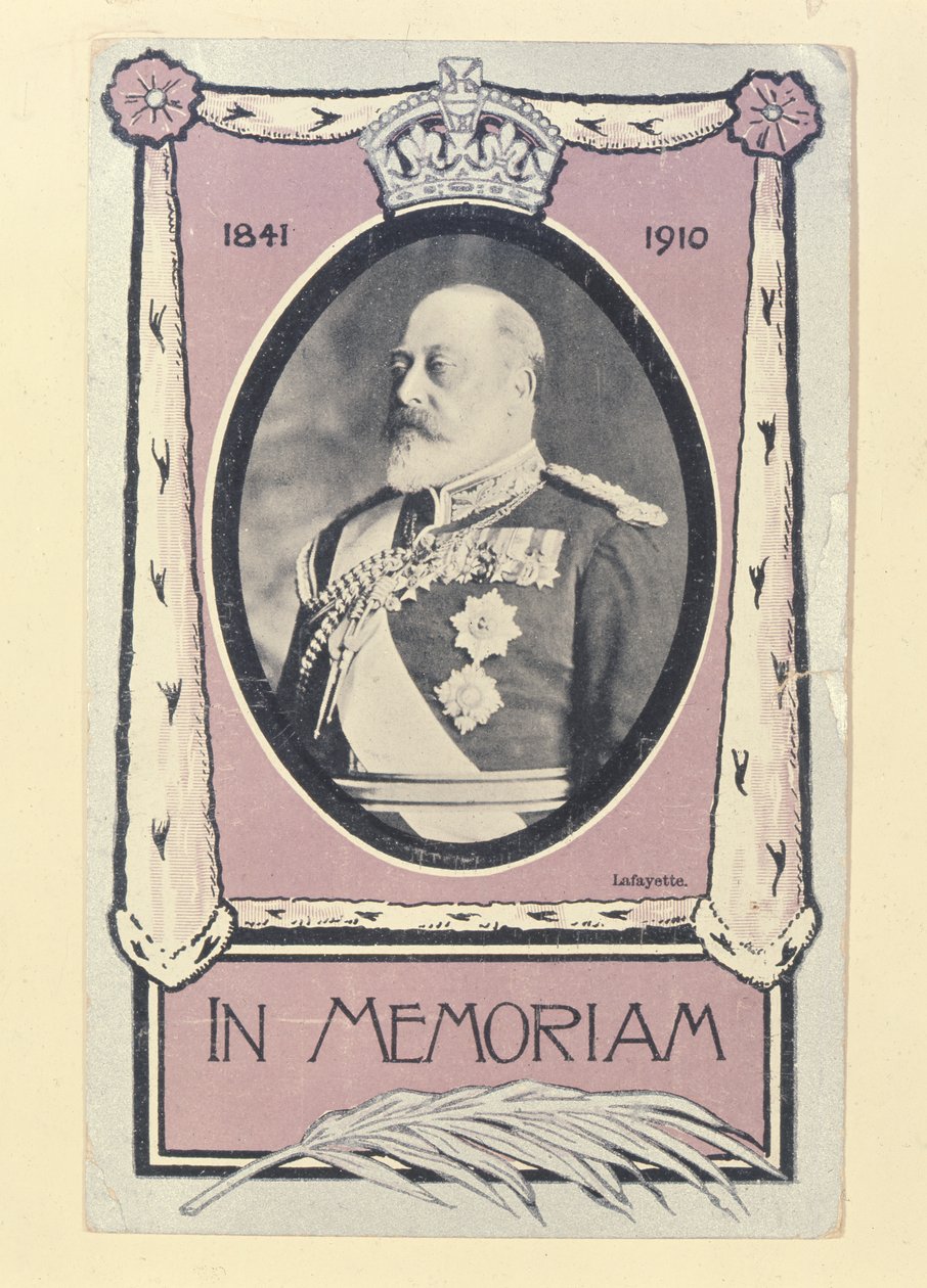 एडवर्ड सप्तम की मृत्यु की स्मृति में पोस्टकार्ड, c.1910 द्वारा अंग्रेजी स्कूल