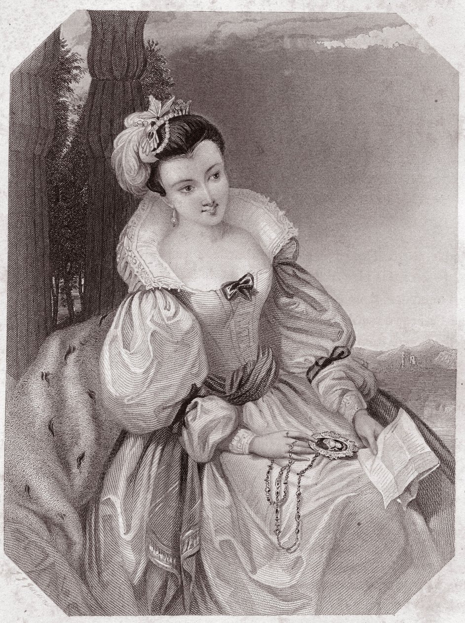 फ्रांस की राजकुमारी (लव्स लॉस्ट) में - "" गैलरी डेस फेम्स डी शेक्सपियर, लंदन के पहले कलाकारों द्वारा 45 गंभीर चित्रों का संग्रह, आलोचनात्मक और साहित्यिक नोटिस से समृद्ध """ 1838 के आसपास - "" महिलाओं की गैलरी से शेक्सपियर द्वारा अंग्रेजी स्कूल