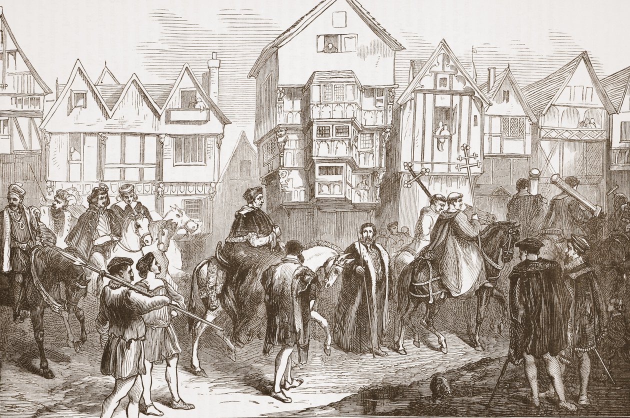 वोल्सी का जुलूस वेस्टमिंस्टर हॉल, जेम्स एइटकेन वायली (1808-1890), पब द्वारा प्रोटेस्टेंटवाद के इतिहास से चित्रण। 1878 द्वारा अंग्रेजी स्कूल