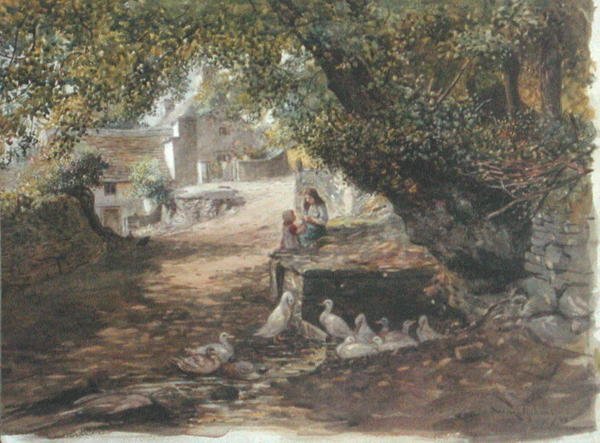 छाया में आराम, c.1880 (कागज पर पानी के रंग का) द्वारा अंग्रेजी स्कूल