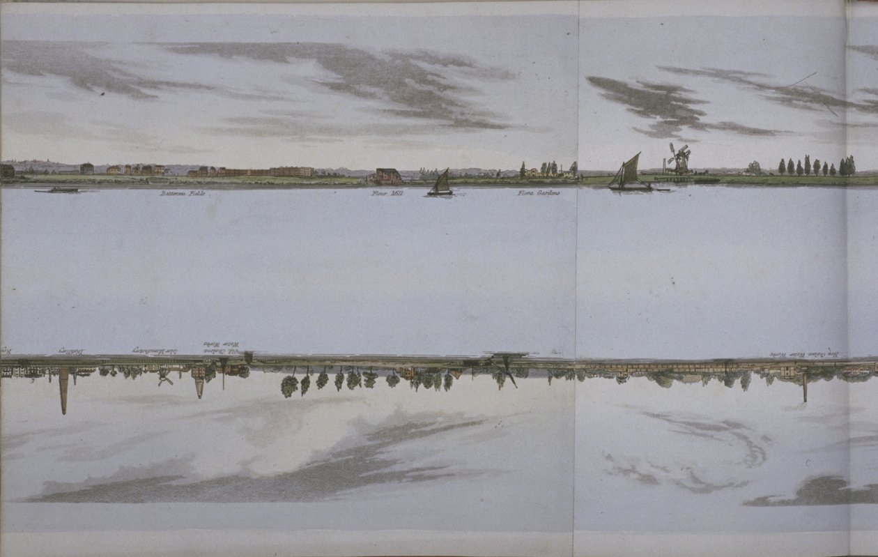 टेम्स पैनोरमा नदी, c.1829 (एक्वाटिंट) द्वारा अंग्रेजी स्कूल