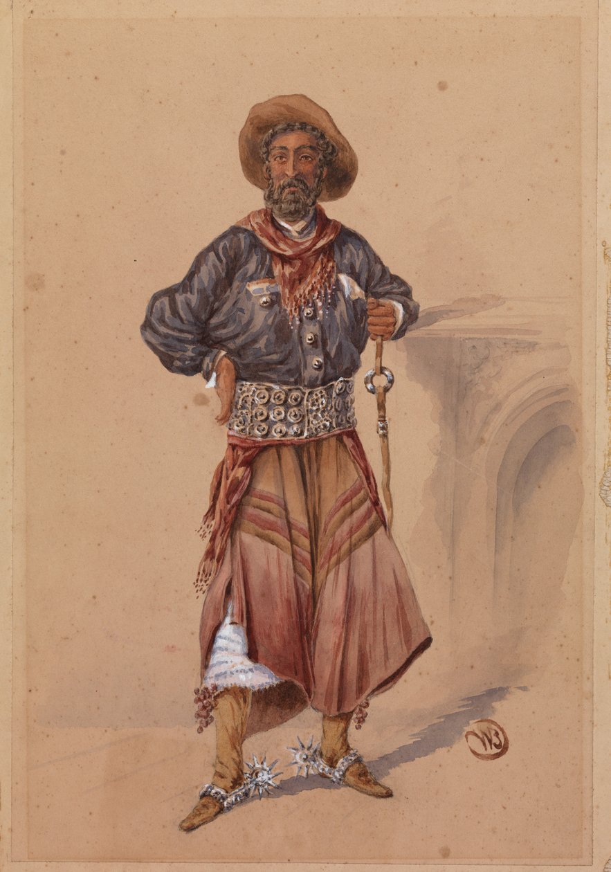 रॉबर्ट बोंटीन कनिंघम ग्राहम, c.1890 (कागज पर wc) द्वारा अंग्रेजी स्कूल