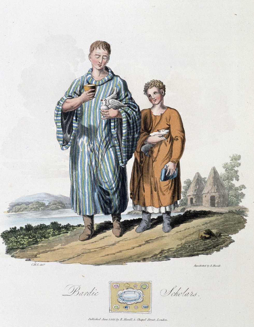 स्कूलबॉय और उसके गुरु - "" सेल्ट्स और गोथ्स में, 6 वीं शताब्दी की शुरुआत में ब्रिटिश द्वीपों के निवासियों के रीति-रिवाज और बाल्टिक के पश्चिमी तट के गोथ राष्ट्रों के "", एसआर मेयरिक और च द्वारा। लोहार द्वारा अंग्रेजी स्कूल