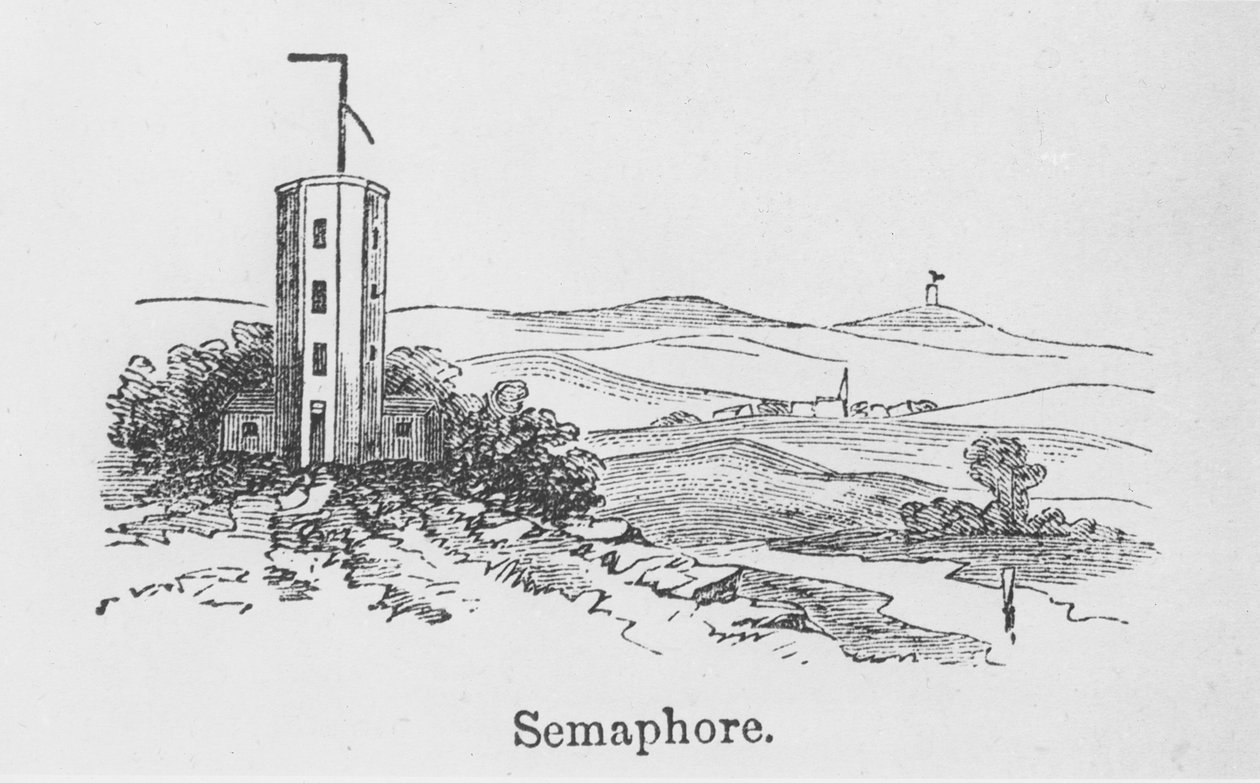 सेमाफोर टॉवर, c.1840 (उत्कीर्णन) द्वारा अंग्रेजी स्कूल