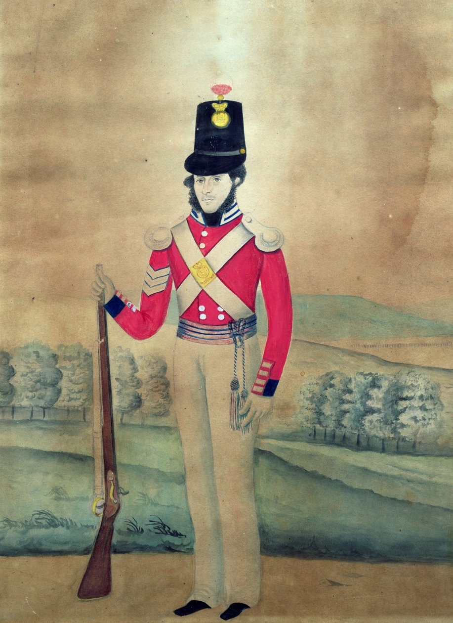 सार्जेंट, ब्रिटिश सेना, c.1815 (कागज पर wc) द्वारा अंग्रेजी स्कूल