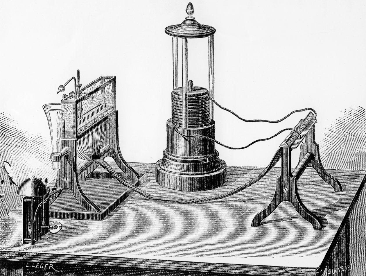 Soemmerings perfected Telegraph, 1883 द्वारा अंग्रेजी स्कूल