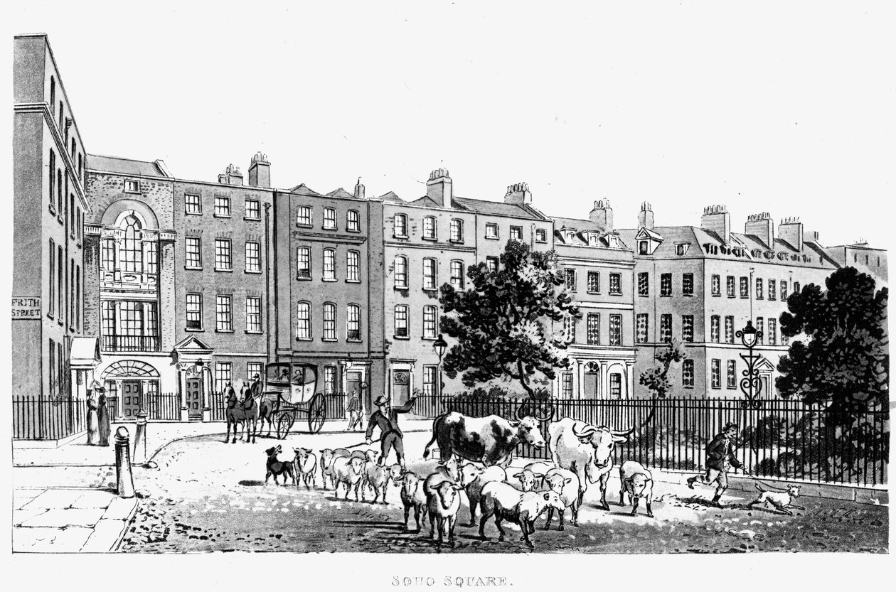 सोहो स्क्वायर, 1816 का साउथ वेस्ट कॉर्नर द्वारा अंग्रेजी स्कूल
