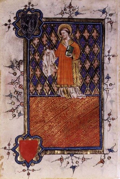 सेंट बरनबस, घंटों की एक किताब से, c.1400-40 (वेल्लम) द्वारा अंग्रेजी स्कूल