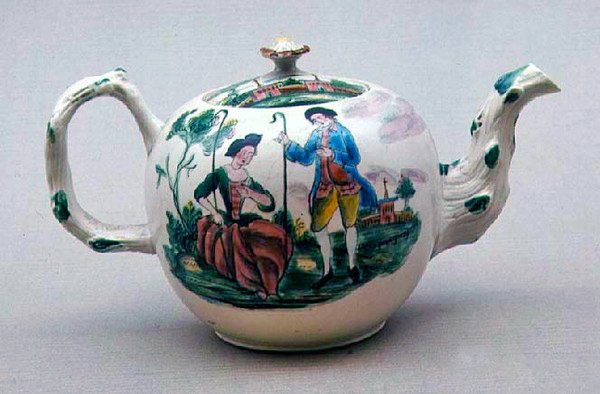 स्टाफ़र्डशायर नमक-घुटा हुआ चायदानी सजाया एन फेमिल गुलाब, c.1770 (सिरेमिक) द्वारा अंग्रेजी स्कूल