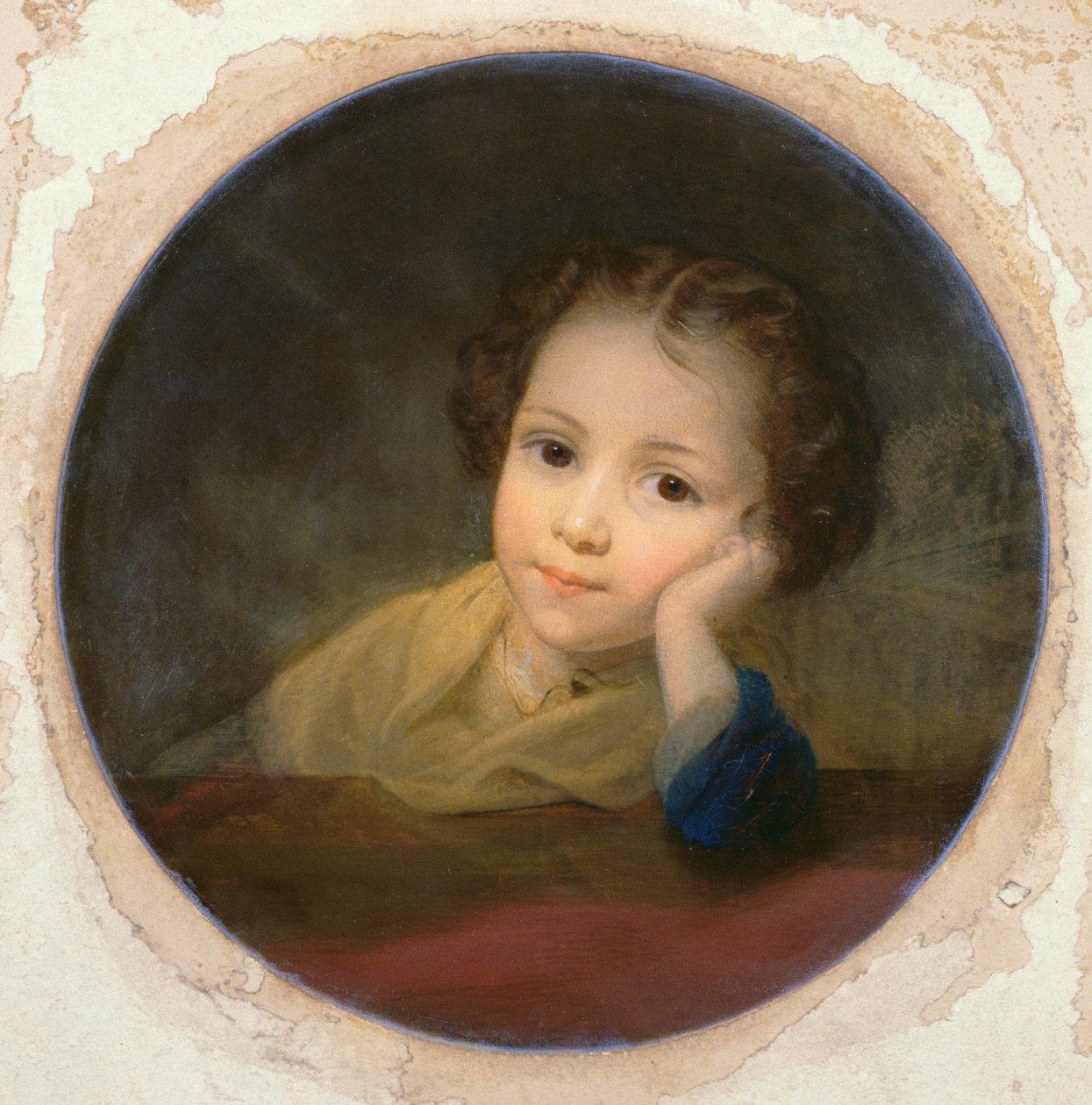 एक बच्चे का अध्ययन, c.1850 (कार्ड पर तेल) द्वारा अंग्रेजी स्कूल