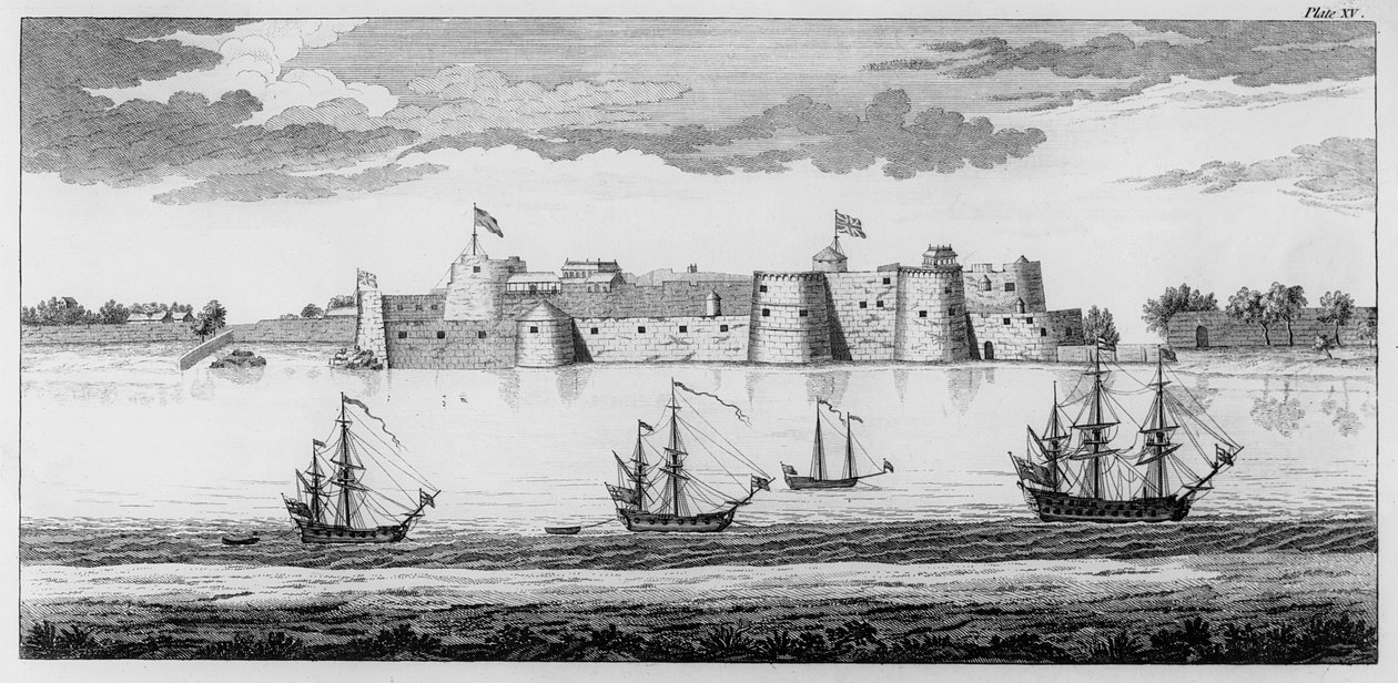 Surat Fort, Gujarat, India, c.1770 (engraving) द्वारा अंग्रेजी स्कूल