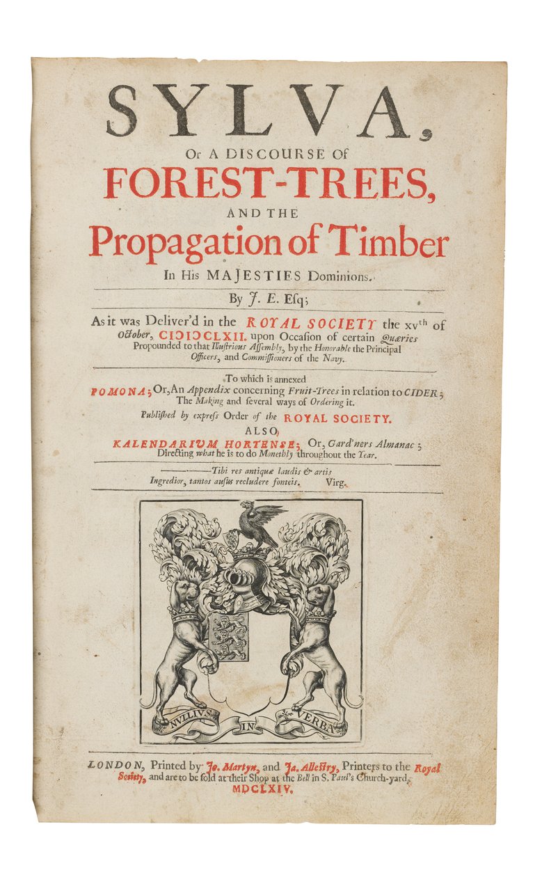 जॉन एवलिन (1620-1706) &39;सिल्वा या फ़ॉरेस्ट-ट्रीज़ का प्रवचन, और हिज मैजेस्टीज़ डोमिनियन्स में टिम्बर का प्रचार&39; द्वारा अंग्रेजी स्कूल