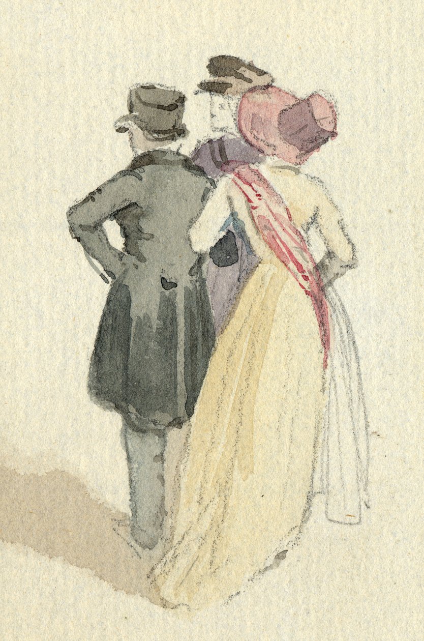 नि: शुल्क आंकड़े, c.1825 (wc कागज पर) द्वारा अंग्रेजी स्कूल