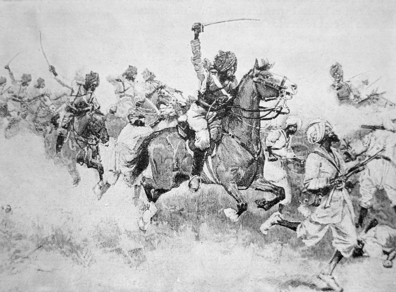 9वीं बंगाल कैवेलरी बेलूचेस को चार्ज करती है, मीनी की लड़ाई द्वारा अंग्रेजी स्कूल