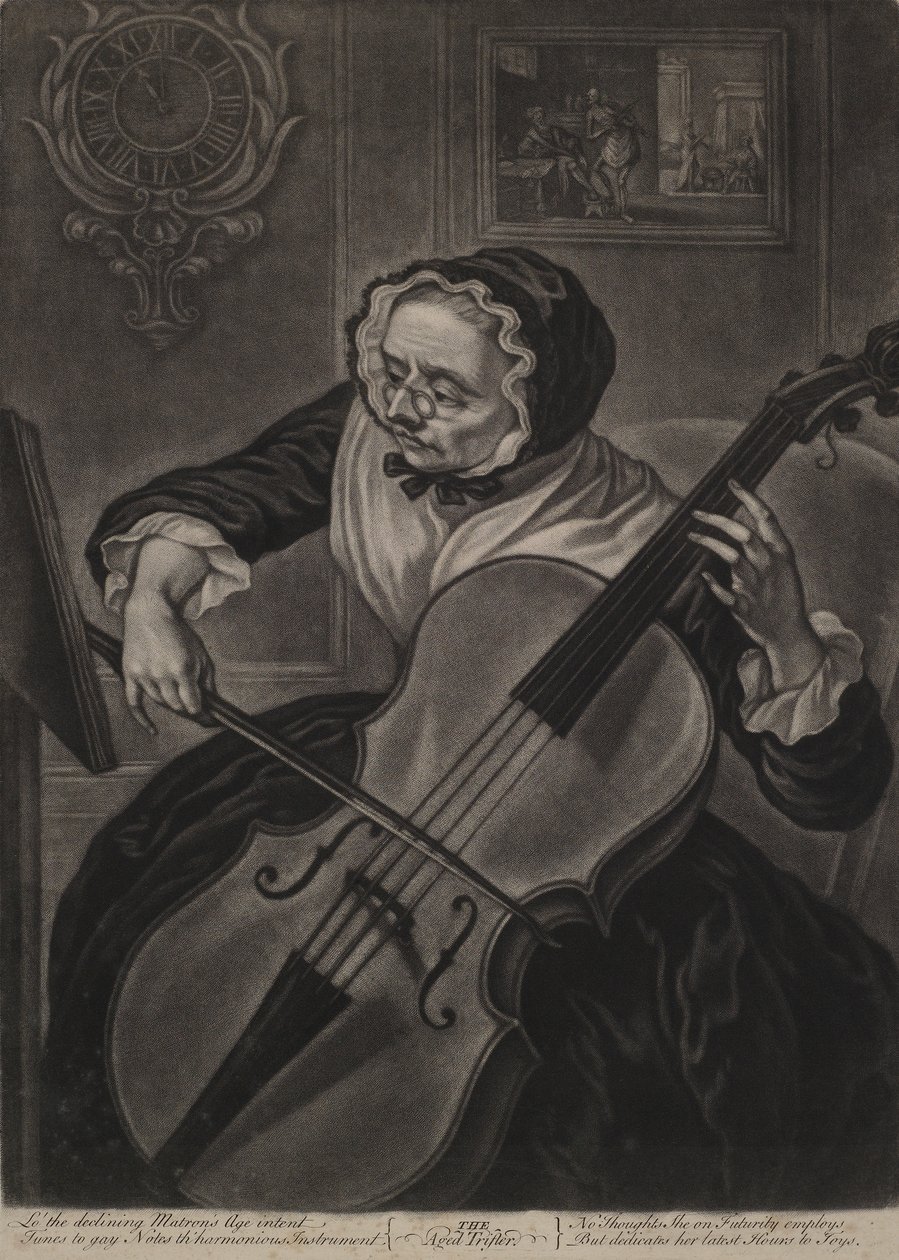 वृद्ध Trifler, c.1750 (mezzotint) द्वारा अंग्रेजी स्कूल