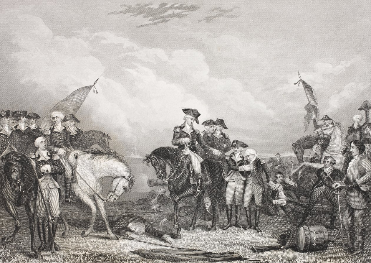 ट्रेंटन की लड़ाई, 26 दिसंबर, 1776, &39;गैलरी ऑफ हिस्टोरिकल पोर्ट्रेट्स&39; से, c.1880 प्रकाशित द्वारा अंग्रेजी स्कूल