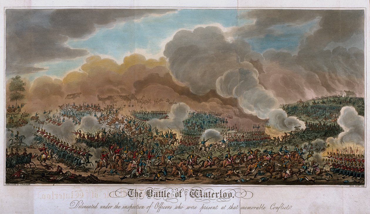 वाटरलू की लड़ाई, 1815, 1817 (एक्वाटिंट) द्वारा अंग्रेजी स्कूल