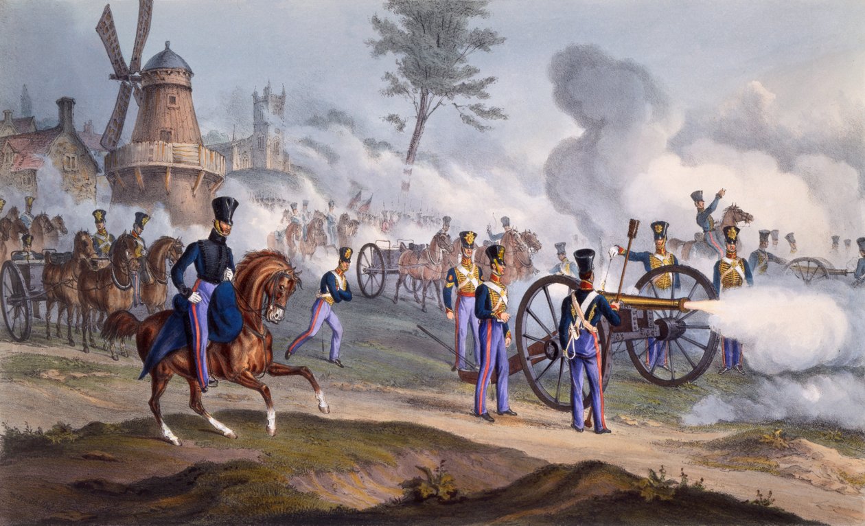 ब्रिटिश रॉयल हॉर्स आर्टिलरी - युद्ध के मैदान पर तोपें, 1835 द्वारा अंग्रेजी स्कूल