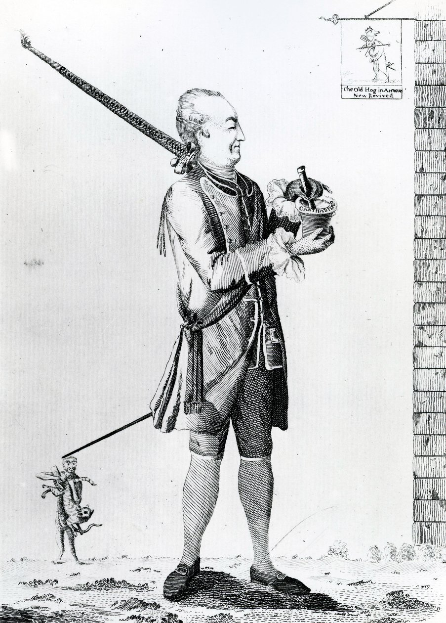 जी। टेरी, 1772 (मीज़ोटिंट) द्वारा प्रकाशित द चार्मिकल मैकरोनी द्वारा अंग्रेजी स्कूल