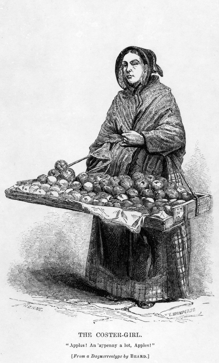 द कॉस्टर-गर्ल, सी .1840 द्वारा अंग्रेजी स्कूल