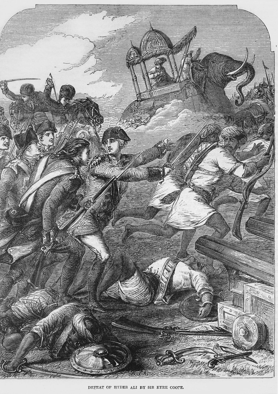 1781 में सर आइरे कोट (1726-83) द्वारा हैदर अली (1722-82) की हार द्वारा अंग्रेजी स्कूल