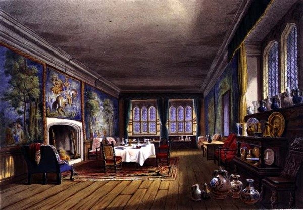 डाइनिंग रूम, कोटेहेल हाउस, c.1830-40 (कलर लिथो) द्वारा अंग्रेजी स्कूल