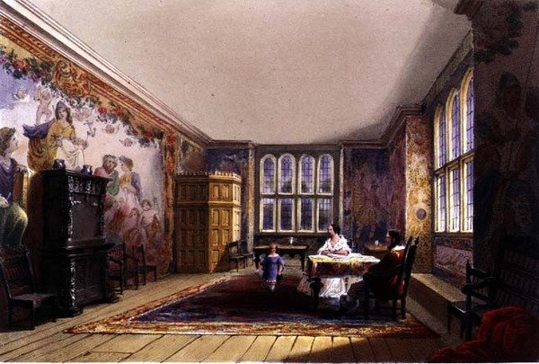 ड्राइंग रूम, कोटेहेल हाउस, c.1830-40 (कलर लिथो) द्वारा अंग्रेजी स्कूल