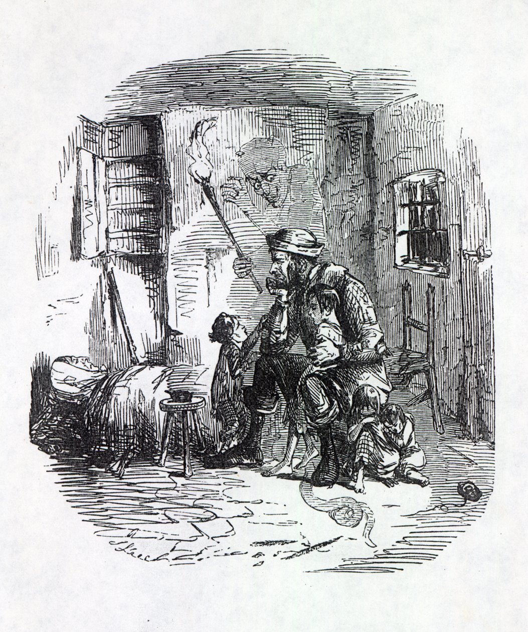 रिक-बर्नर का घर, &39;पंच&39;, 1844 से चित्रण द्वारा अंग्रेजी स्कूल