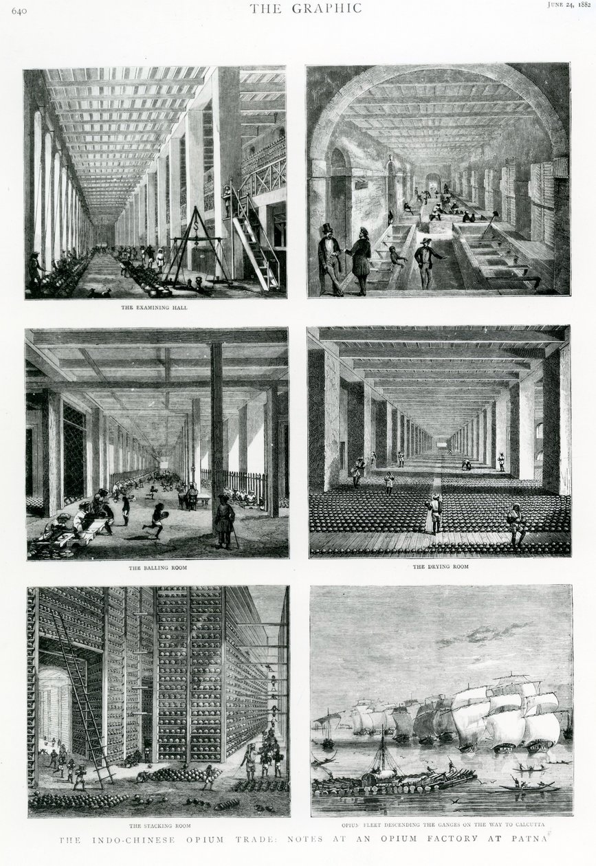 इंडो-चाइनीज ओपियम ट्रेड: नोट्स ऑन पटना, द ग्राफिक, 1882 से लिया गया द्वारा अंग्रेजी स्कूल
