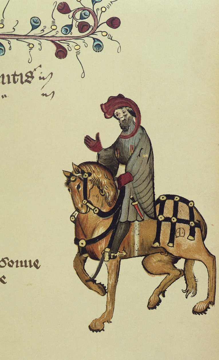 ज्योफ्री चौसर द्वारा द कैंटरबरी टेल्स से नाइट, फेशियल डिटेल (c.1342-1400) द्वारा अंग्रेजी स्कूल