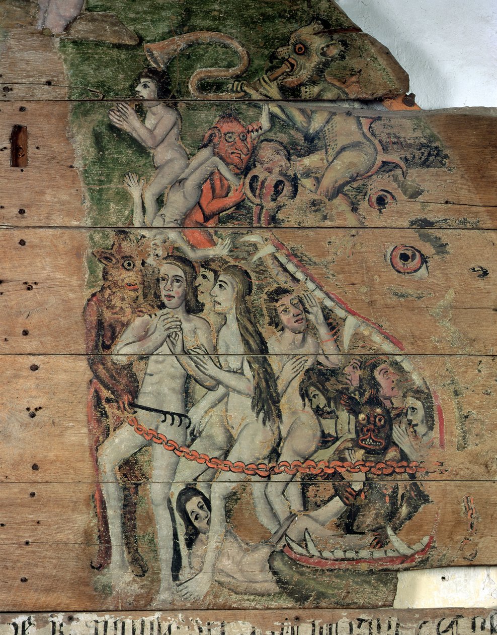 अंतिम ट्रम्प, वेन्स्टन डूम से, c.1500-20 (चित्रित लकड़ी) द्वारा अंग्रेजी स्कूल