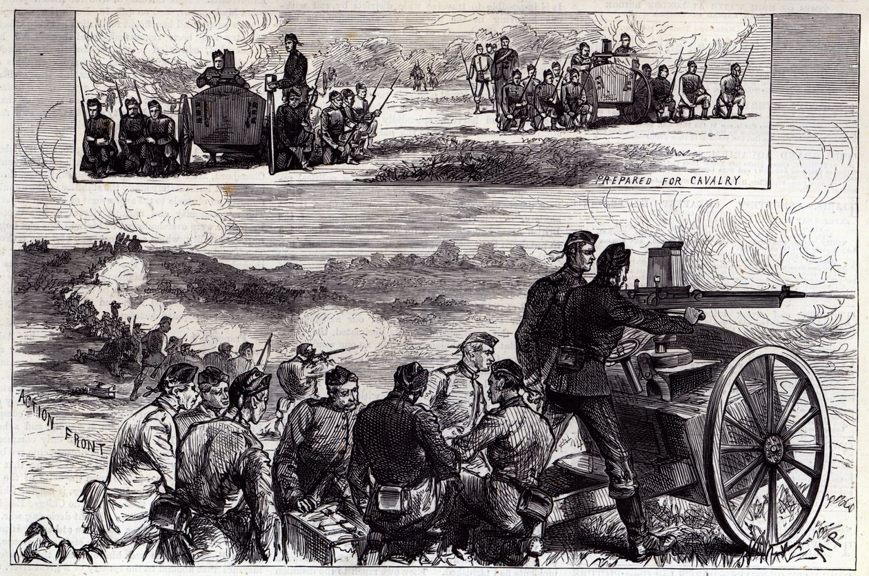 इलस्ट्रेटेड लंदन समाचार, सितंबर 1885 से एल्डर्सहॉट में नॉर्डेनफील्ड गन्स द्वारा अंग्रेजी स्कूल