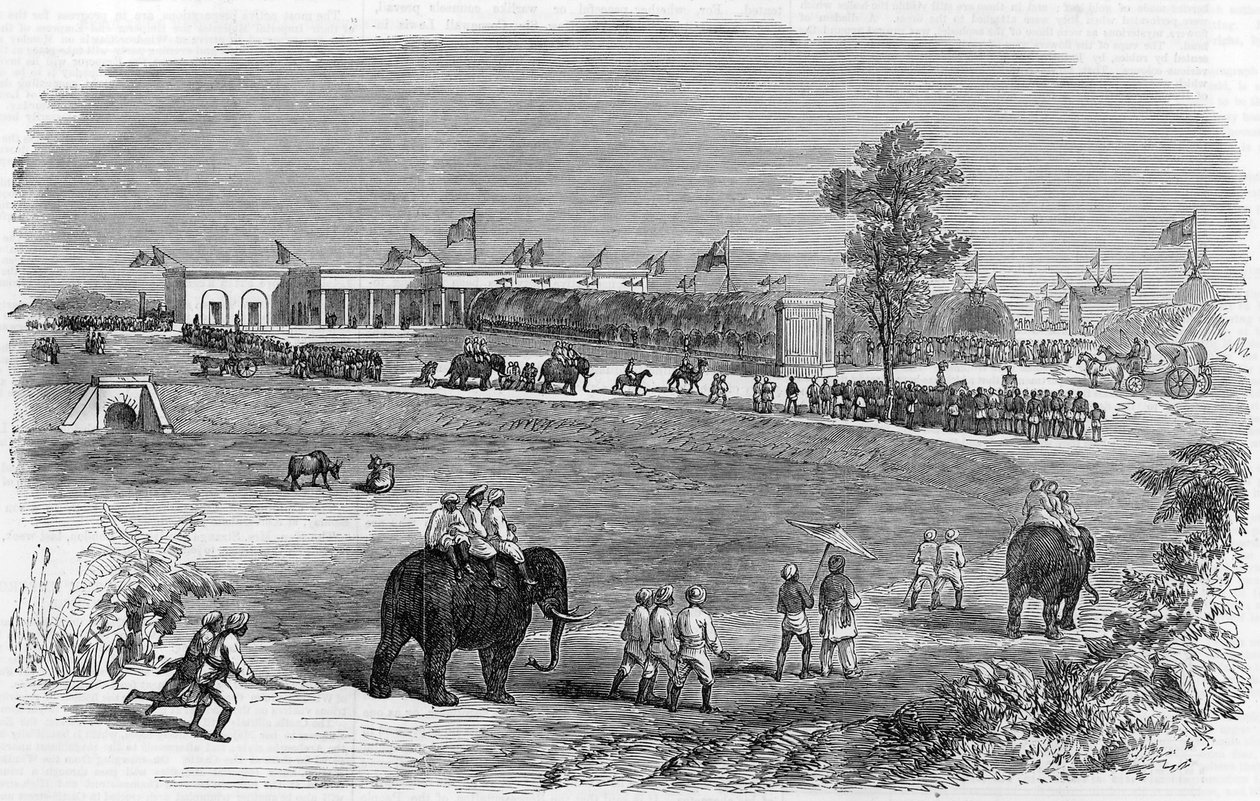 ईस्ट इंडियन रेलवे का उद्घाटन: बर्दवान स्टेशन, 1855 द्वारा अंग्रेजी स्कूल
