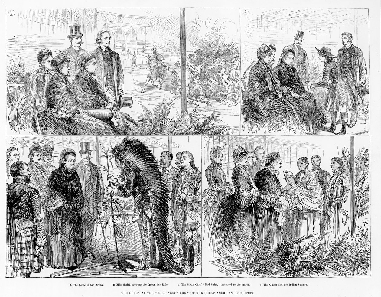 द ग्रेट वेस्ट एग्जीबिशन, 1887 में द वाइल्ड वेस्ट शो द्वारा अंग्रेजी स्कूल