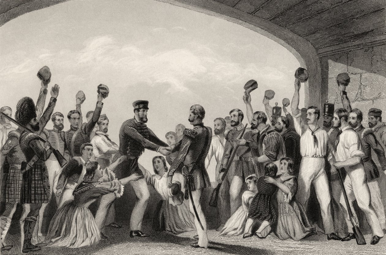 1858 में प्रकाशित &39;द हिस्ट्री ऑफ द इंडियन म्यूटिनी&39; से जनरल हैवलॉक, 25 सितंबर 1857 तक लखनऊ की राहत। द्वारा अंग्रेजी स्कूल