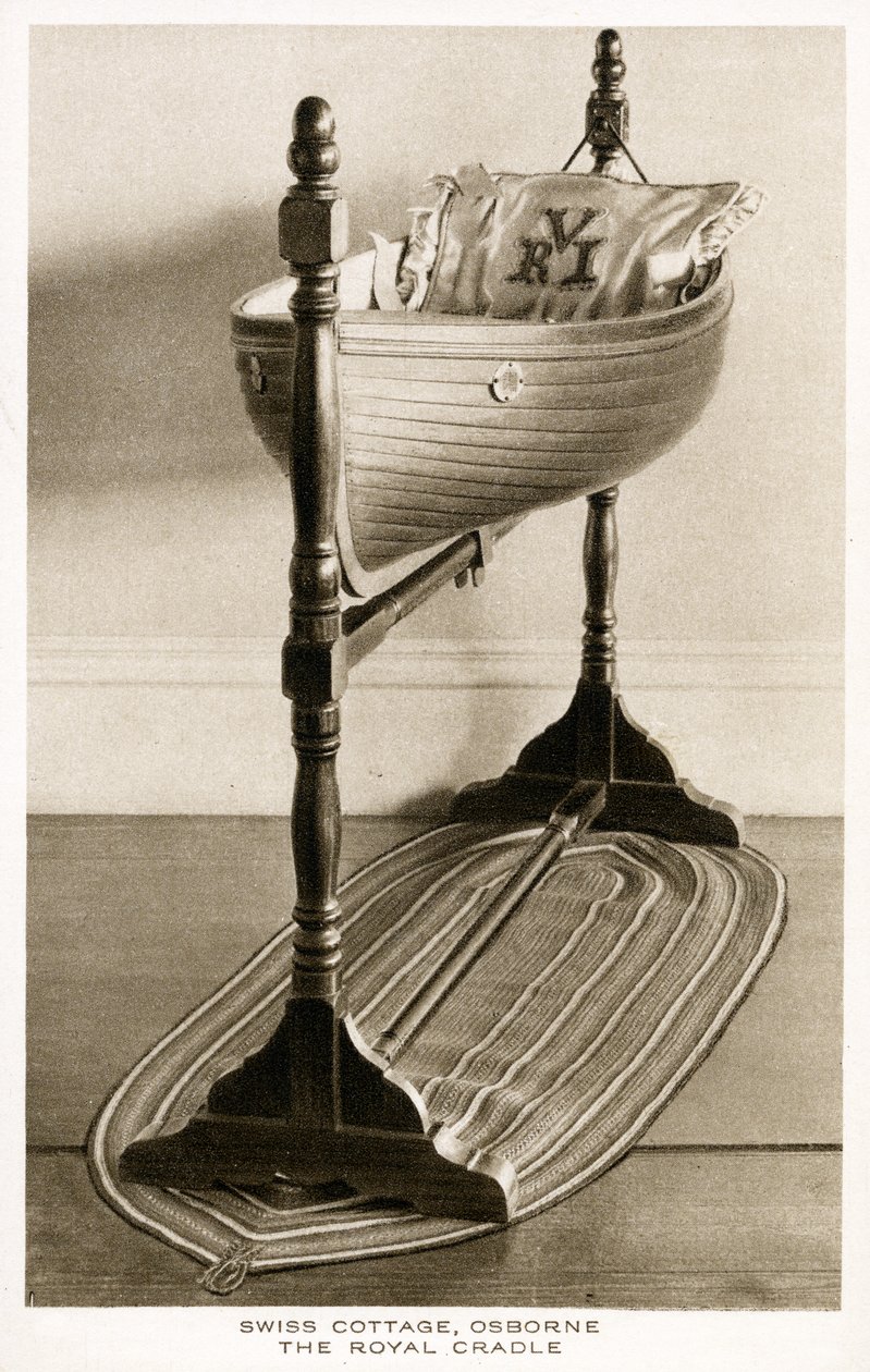 द रॉयल क्रैडल, स्विस कॉटेज, ओसबोर्न हाउस, आइल ऑफ वाइट, c.1893 (लकड़ी) द्वारा अंग्रेजी स्कूल