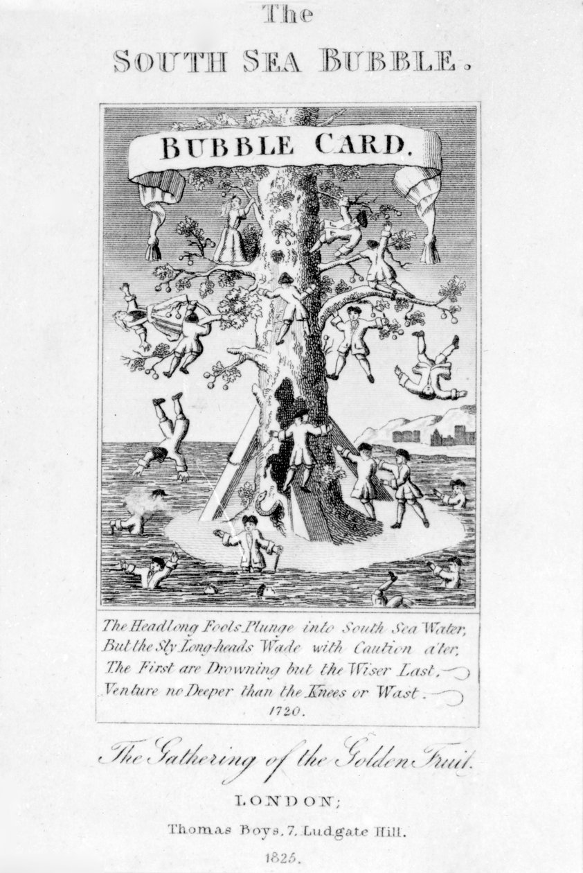 साउथ सी बबल, थॉमस बॉयज द्वारा बनाया गया प्रिंट, 1825 द्वारा अंग्रेजी स्कूल