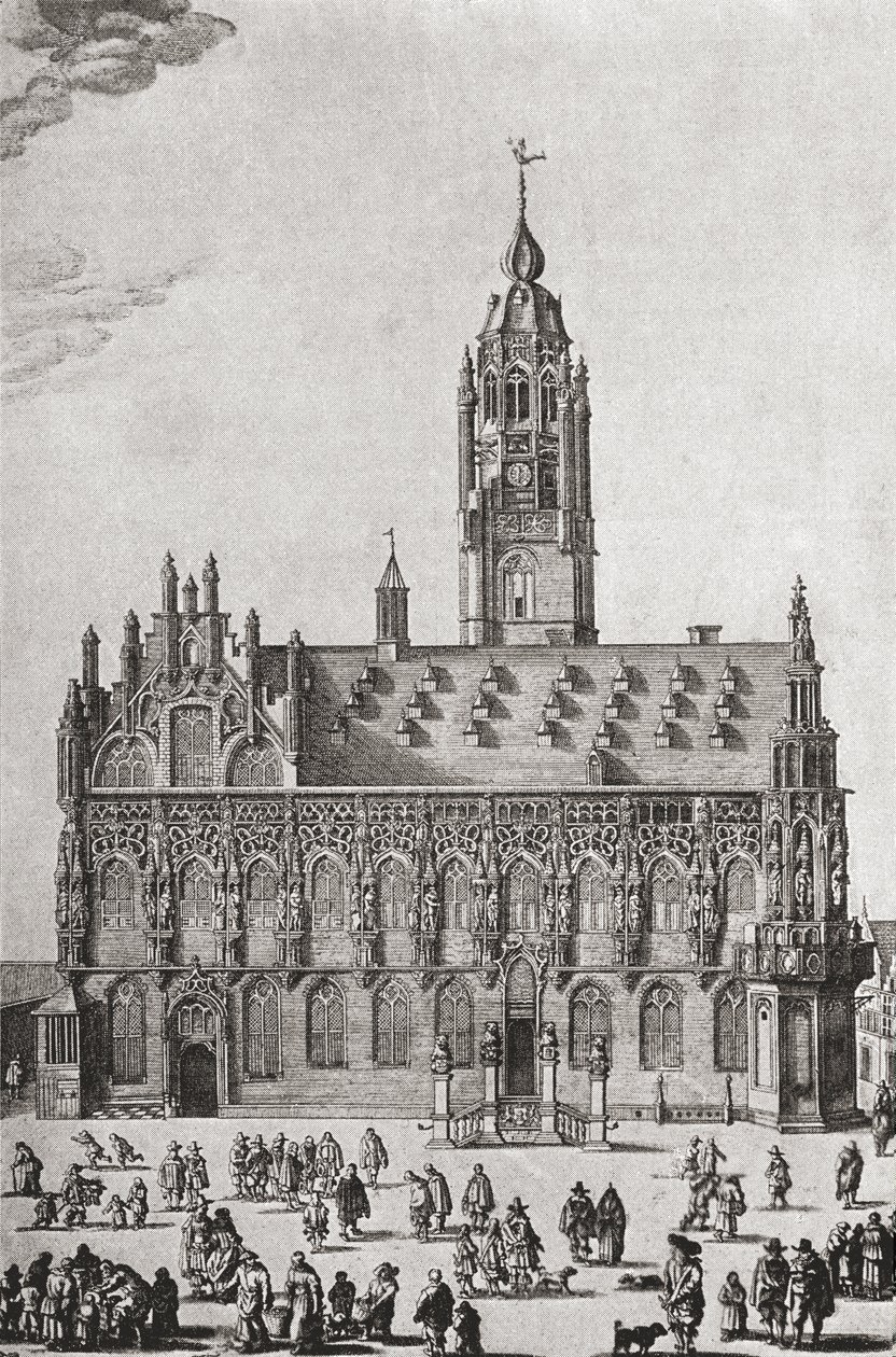 Stadhuis, Middelburg, जैसा कि 16 वीं शताब्दी में था, जेआर ग्रीन द्वारा &39;द ए शॉर्ट हिस्ट्री ऑफ द इंग्लिश पीपल&39;, 1893 में द्वारा अंग्रेजी स्कूल