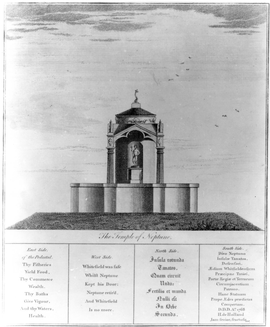 1768 के आइल ऑफ थाने में किंग्सगेट में नेपच्यून का मंदिर द्वारा अंग्रेजी स्कूल