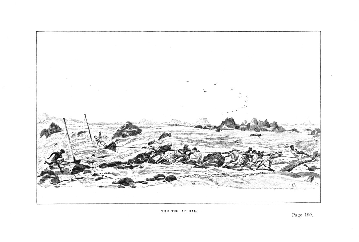 जनरल विलियम फ्रांसिस बटलर द्वारा द अभियान ऑफ द कैटरैक्ट्स से द टग इन 1887 प्रकाशित किया गया द्वारा अंग्रेजी स्कूल