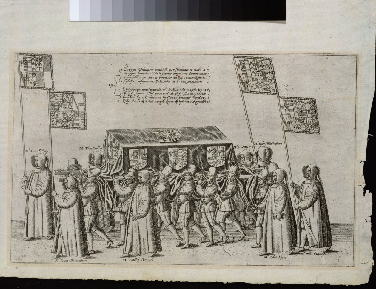 सेंट पॉल कैथेड्रल, 1587 के रास्ते में सर फिलिप सिडनी (1554-1586) का अंतिम संस्कार कोर्ट, थियोडोर डी ब्राय (1528-1598) द्वारा उत्कीर्ण द्वारा अंग्रेजी स्कूल