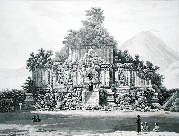 थॉमस स्टैमफोर्ड रैफल्स (1781-1826) द्वारा 'द हिस्ट्री ऑफ जावा' के खंड II से ब्रंबनन में बड़ा मंदिर, प्लेट 35, 1817 (लिथोग्राफ) प्रकाशित हुआ द्वारा अंग्रेजी स्कूल