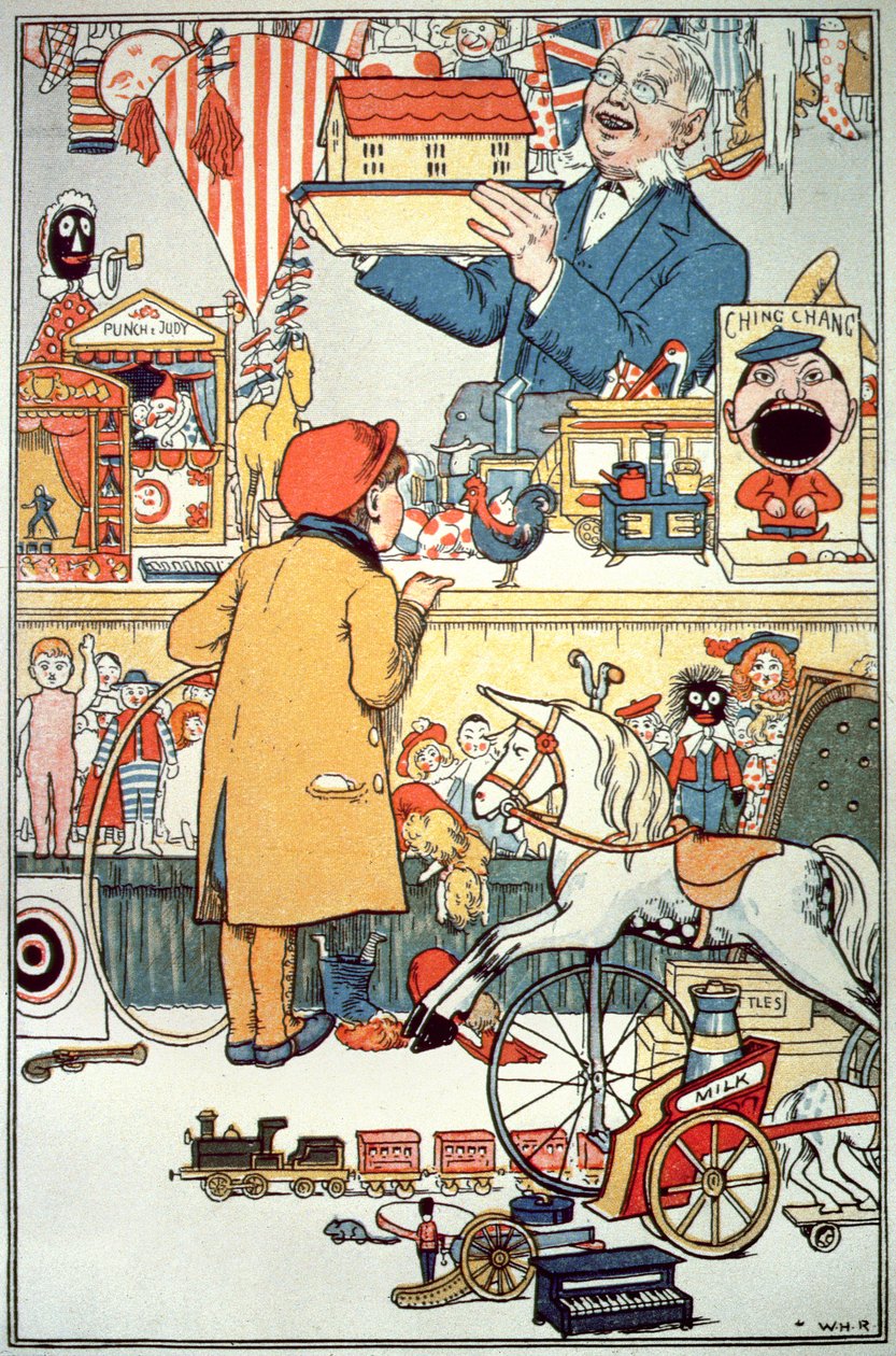 खिलौने की दुकान, c.1910 द्वारा अंग्रेजी स्कूल
