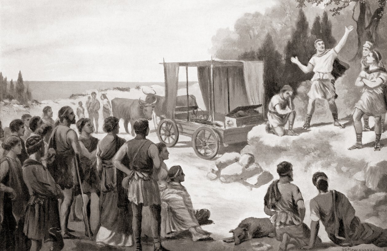 थेस्पिस वैगन, हचिंसन हिस्ट्री ऑफ द नेशंस से, पब.1915 द्वारा अंग्रेजी स्कूल
