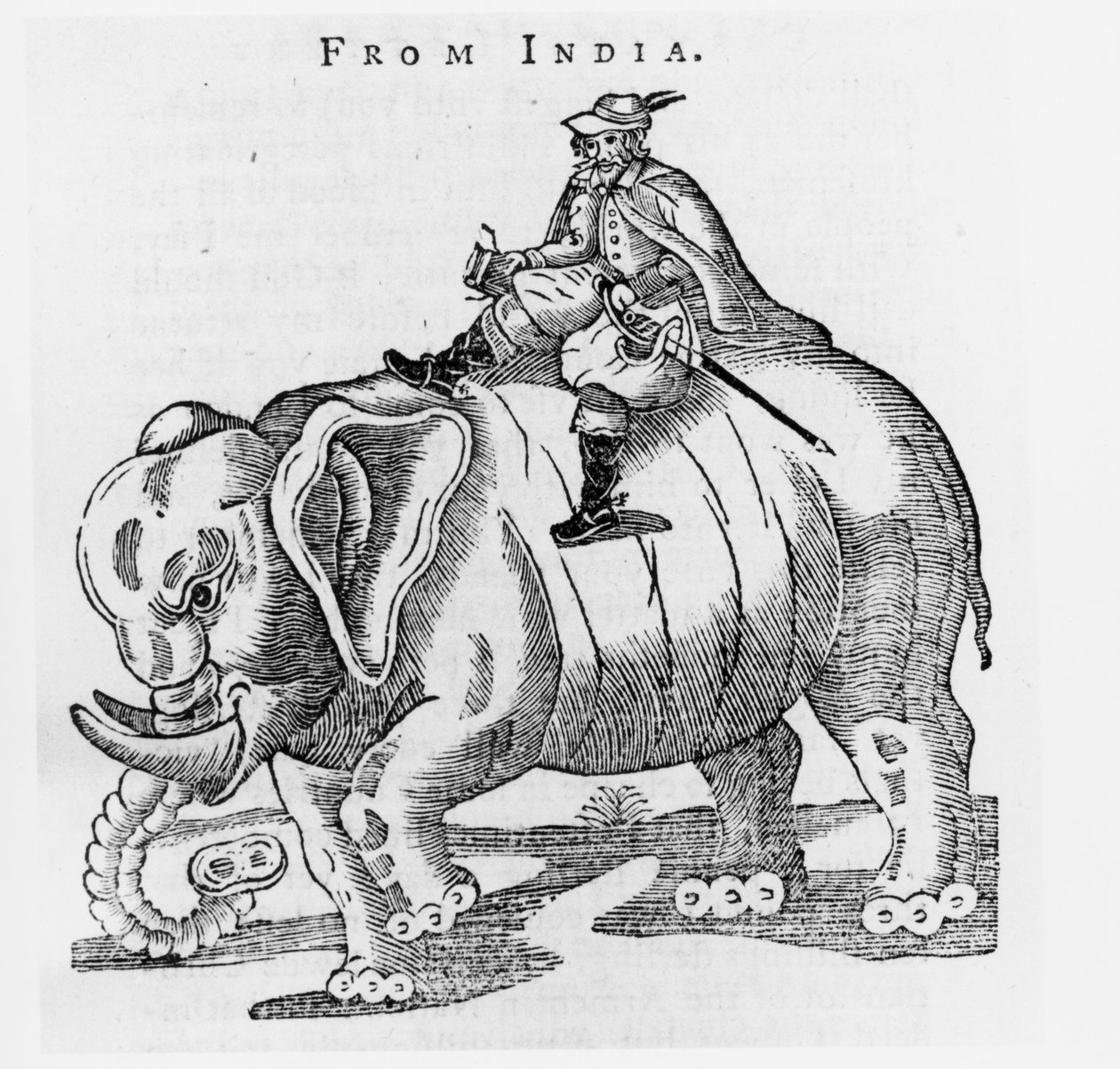थॉमस कोरीएट (c.1577-1617) एक हाथी पर, भारत से पत्र में Coryats Crudities, खंड 3, 1776 में प्रकाशित द्वारा अंग्रेजी स्कूल