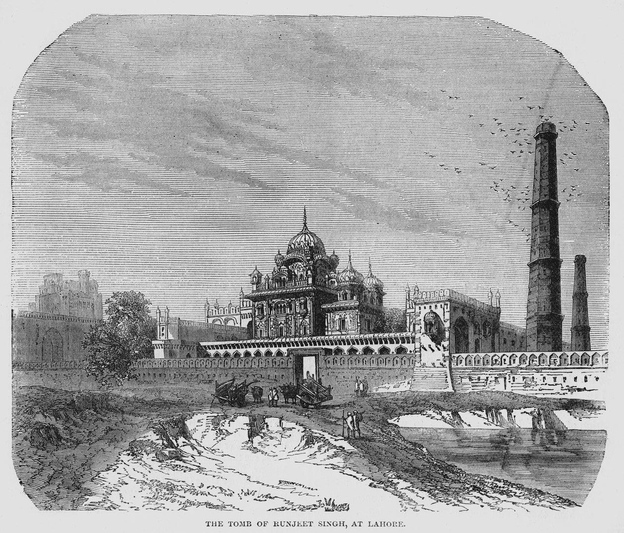लाहौर में रनजीत सिंह का मकबरा (उत्कीर्णन) द्वारा अंग्रेजी स्कूल