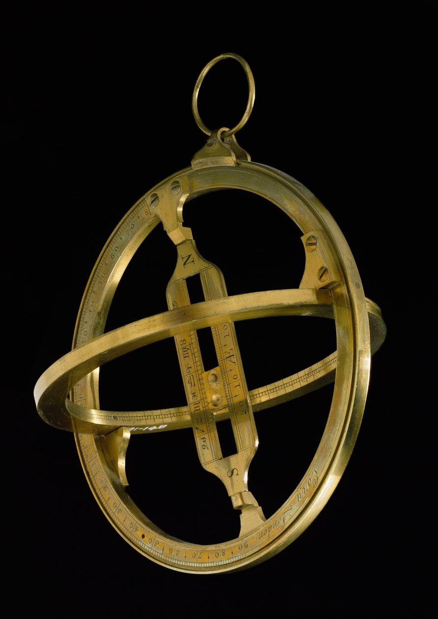 यूनिवर्सल इक्विनोक्टियल रिंग सूंडियल, c.1800 (पीतल) द्वारा अंग्रेजी स्कूल