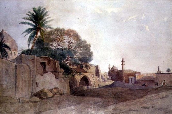 मध्य पूर्व में देखें, c.1820 (कागज पर पानी के रंग का) द्वारा अंग्रेजी स्कूल