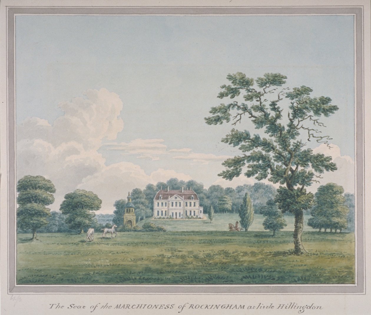 हिलिंगडन हाउस का दृश्य, c.1820 (कागज पर wc) द्वारा अंग्रेजी स्कूल