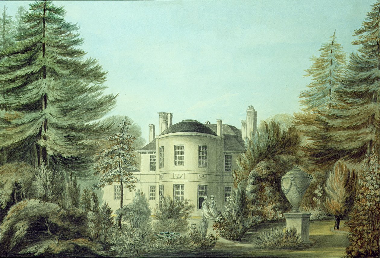 अठारहवीं शताब्दी विला का दृश्य, c.1790 (कागज पर wc) द्वारा अंग्रेजी स्कूल